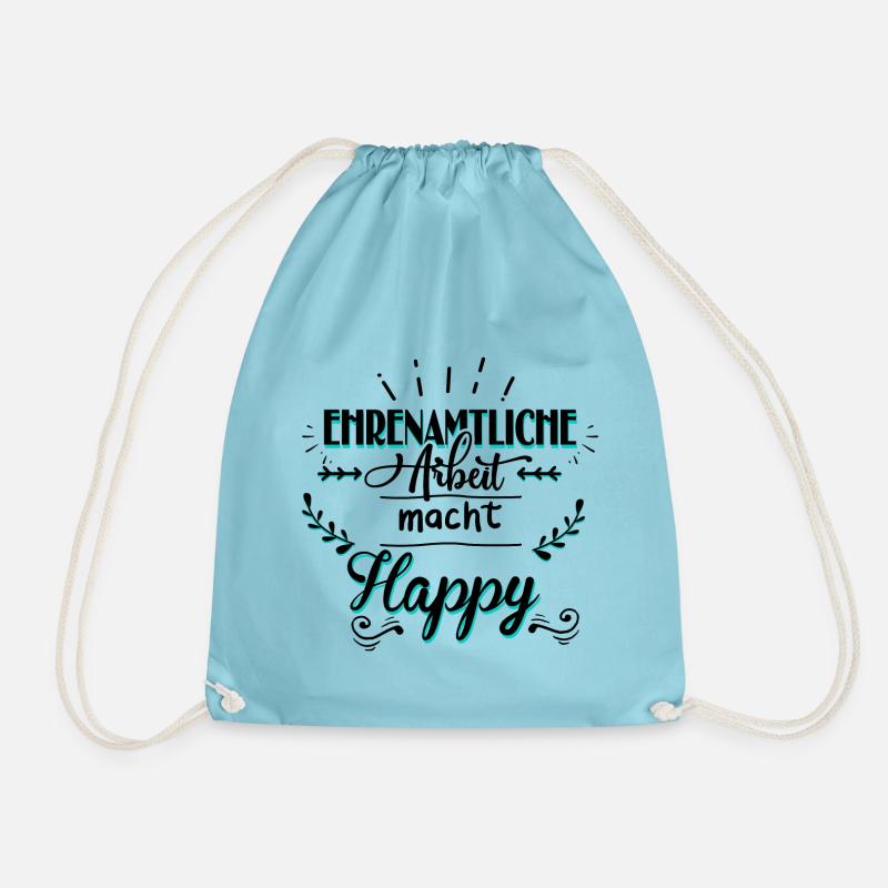 Volunteer work makes you happy - Drawstring Bag - aqua