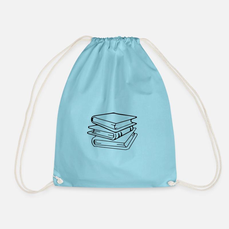 Books - Drawstring Bag - aqua