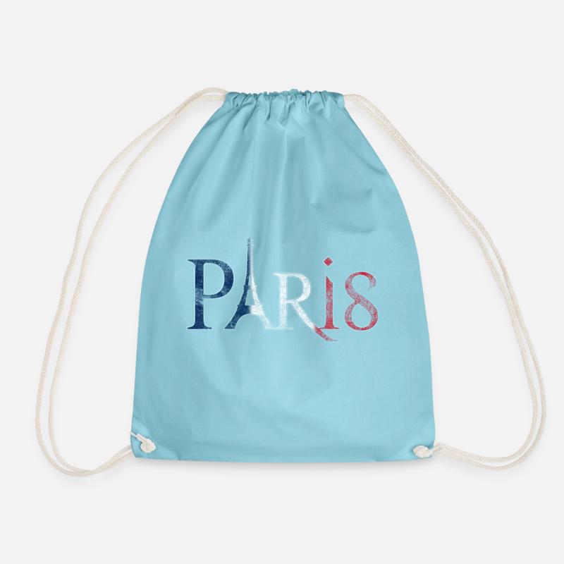 Paris lettering Vintage used look - Drawstring Bag - aqua