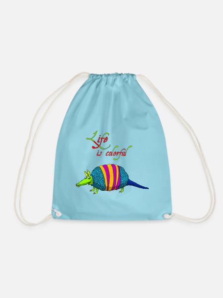 Gürteltier - Das Leben ist bunt - Turnbeutel - Aqua