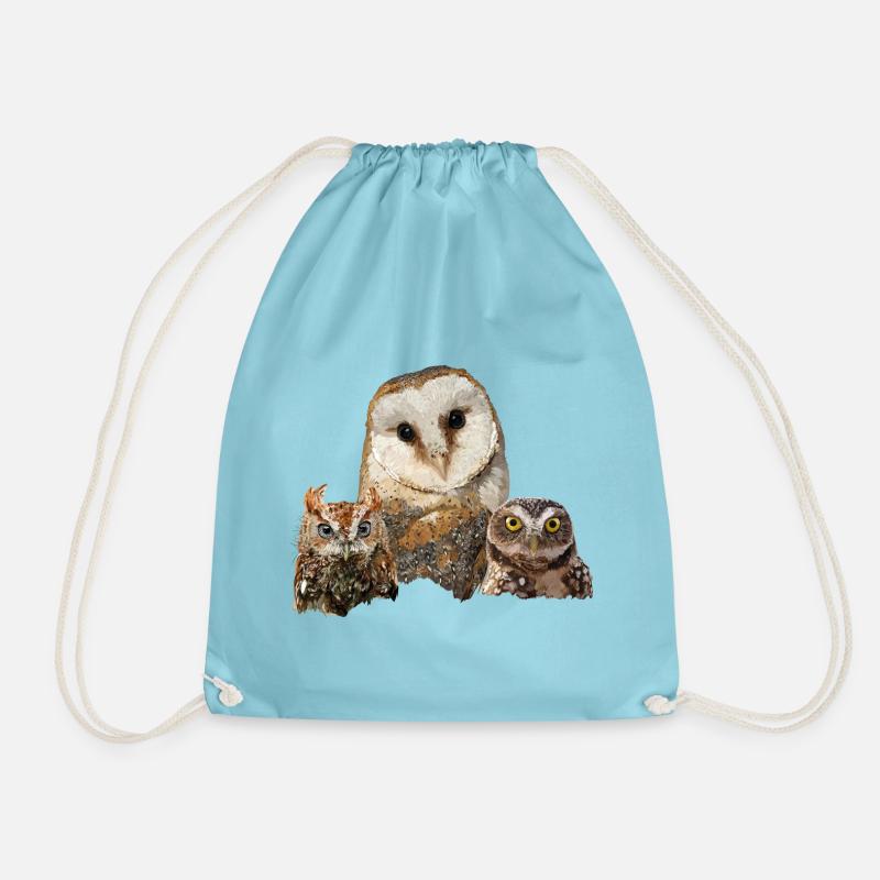 Scops Eule, kleine Eule und Eule - Turnbeutel - Aqua