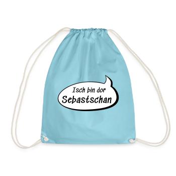Isch bin dor Sebastschan Sebastian auf sächsisch - Turnbeutel - Aqua - Vorne