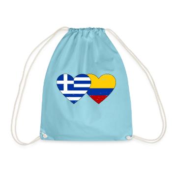 Griechenland Kolumbien Flagge Herz used - Turnbeutel - Aqua - Vorne