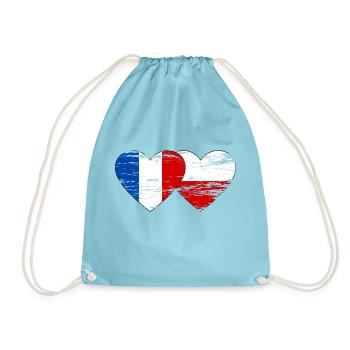 France Pologne Drapeau Coeur utilisé - Sac de sport léger - aqua - Devant