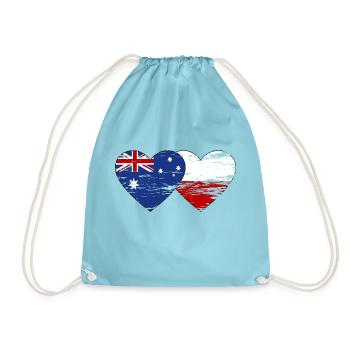 Australien Polen Flagge Herz used - Turnbeutel - Aqua - Vorne