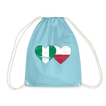 Drapeau du Nigeria Pologne coeur utilisé - Sac de sport léger - aqua - Devant