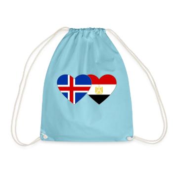 Iceland Egypt Flag Hands Heart Shape - Drawstring Bag - aqua - Front