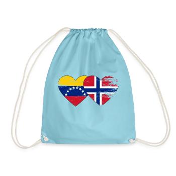 Venezuela Norway flag hands heart shape used - Drawstring Bag - aqua - Front