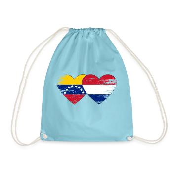 Venezuela Holland Flag Hands Heart Shape Used - Drawstring Bag - aqua - Front