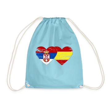 Serbie Espagne Drapeau Mains Coeur Forme Utilisé - Sac de sport léger - aqua - Devant
