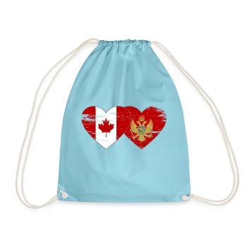 Canada Montenegro Flag Heart used - Drawstring Bag - aqua - Front