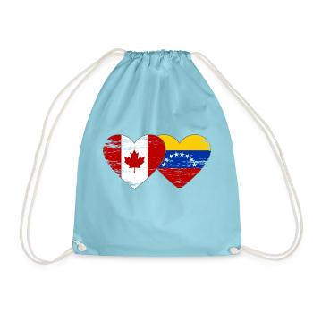 Canada Venezuela flag heart used - Drawstring Bag - aqua - Front