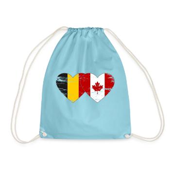 Belgium Canada Flag Heart used - Drawstring Bag - aqua - Front