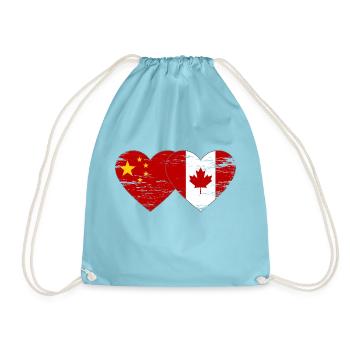 China Canada Flag Heart Used - Drawstring Bag - aqua - Front