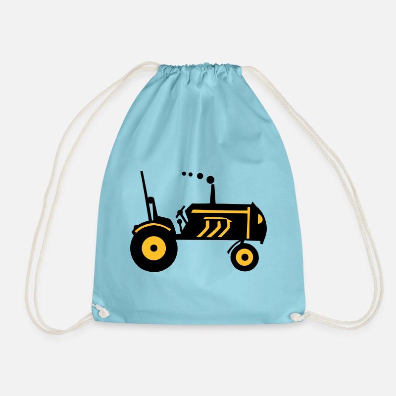 Tractor agricultural tractor tractor - Drawstring Bag - aqua