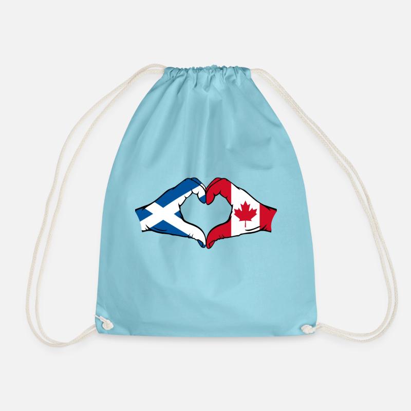 Scotland Canada Hands Heart Shape - Drawstring Bag - aqua