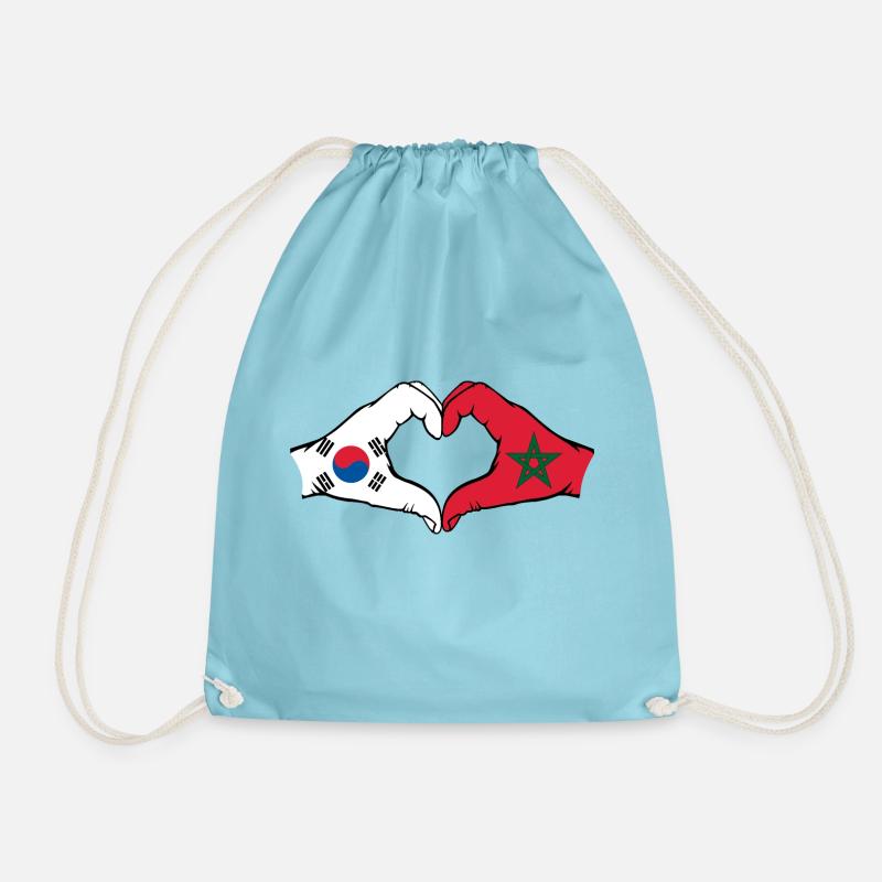 Corée du Sud Maroc Mains Forme Coeur - Sac de sport léger - aqua