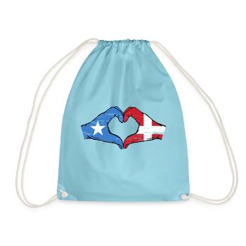 Somalia Denmark flag hands heart shape used - Drawstring Bag - aqua - Front