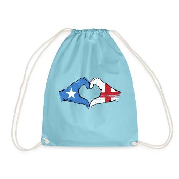 Somalie Angleterre drapeau mains forme de coeur utilisé - Sac de sport léger - aqua - Devant