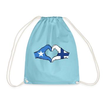 Somalie Finlande Drapeau Mains Coeur Forme - Sac de sport léger - aqua - Devant