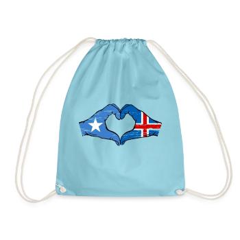 Drapeau de l’île de Somalie mains forme de coeur utilisé - Sac de sport léger - aqua - Devant