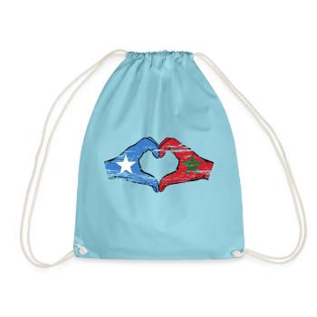 Somalia Morocco Flag Hands Heart Shape Used - Drawstring Bag - aqua - Front