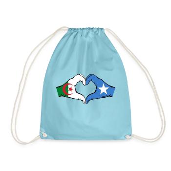 Algerien Somalia Flagge Hände Herzform - Turnbeutel - Aqua - Vorne
