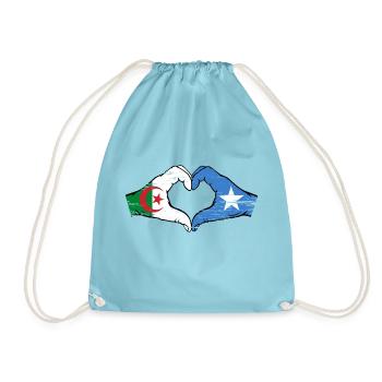 Algerien Somalia Flagge Hände Herzform used - Turnbeutel - Aqua - Vorne