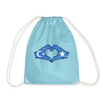 Uiguren Somalia Flagge Hände Herzform used - Turnbeutel - Aqua - Vorne