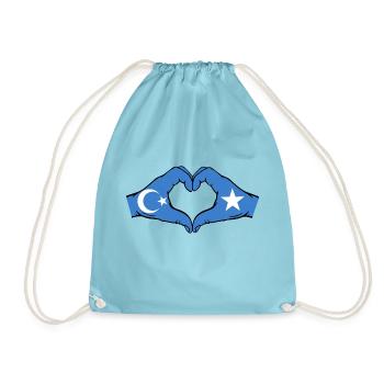 Uiguren Somalia Flagge Hände Herzform - Turnbeutel - Aqua - Vorne