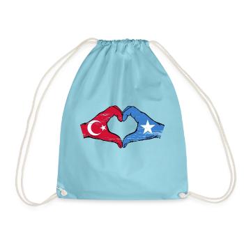 Türkei Somalia Flagge Hände Herzform used - Turnbeutel - Aqua - Vorne