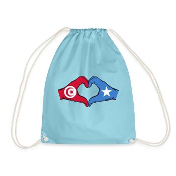 Tunesien Somalia Flagge Hände Herzform - Turnbeutel - Aqua - Vorne