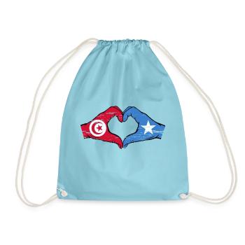 Tunesien Somalia Flagge Hände Herzform used - Turnbeutel - Aqua - Vorne