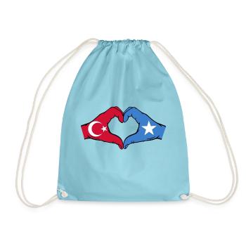 Turquie Somalie Drapeau Mains Coeur Forme - Sac de sport léger - aqua - Devant