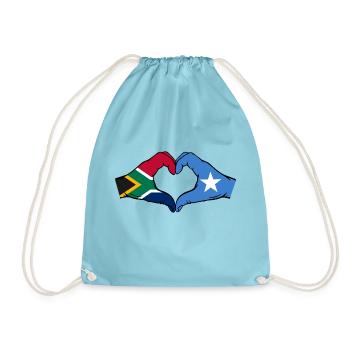 Südafrika Somalia Flagge Hände Herzform used - Turnbeutel - Aqua - Vorne