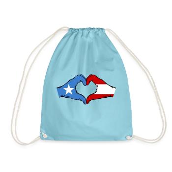 Somalia Austria Flag Hands Heart Shape - Drawstring Bag - aqua - Front