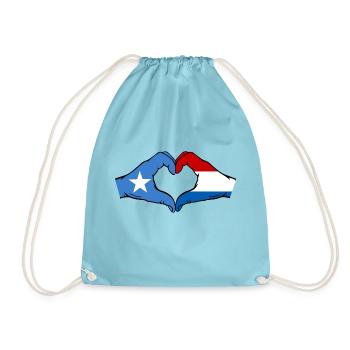 Somalia Holland Flag Hands Heart Shape - Drawstring Bag - aqua - Front