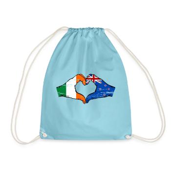 Irlande Nouvelle-Zélande drapeau mains forme coeur utilisé - Sac de sport léger - aqua - Devant