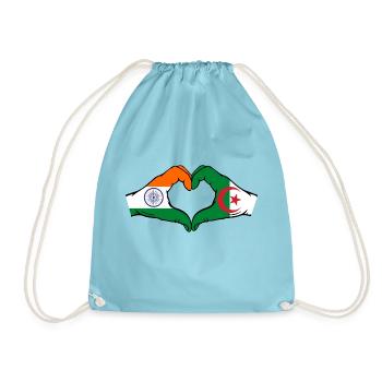 Inde Algérie Drapeau Mains Coeur Forme - Sac de sport léger - aqua - Devant