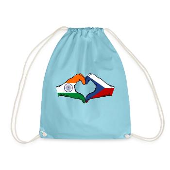 Indien Tschechien Flagge Hände Herzform - Turnbeutel - Aqua - Vorne
