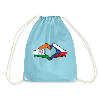 Indien Tschechien Flagge Hände Herzform used - Turnbeutel - Aqua - Vorne