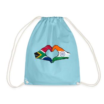 Afrique du Sud Inde Drapeau Mains Coeur Forme Utilisé - Sac de sport léger - aqua - Devant