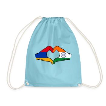 Armenien Indien Flagge Hände Herzform - Turnbeutel - Aqua - Vorne