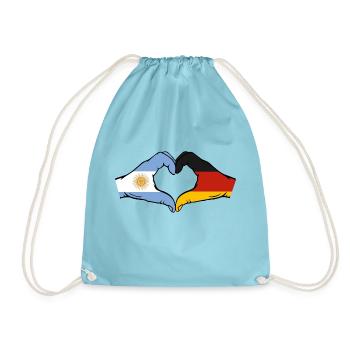 Argentinien Deutschland Flagge Hände Herzform - Turnbeutel - Aqua - Vorne