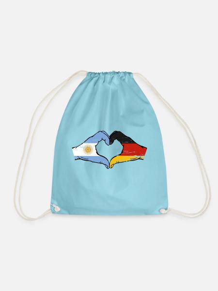 Argentinien Deutschland Flagge Hände Herzform used - Turnbeutel - Aqua