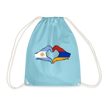 Argentine Arménie Drapeau Mains Coeur Forme - Sac de sport léger - aqua - Devant