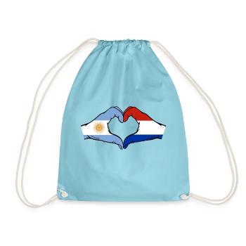 Argentina Holland Flag Hands Heart Shape - Drawstring Bag - aqua - Front