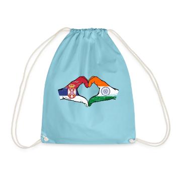 Serbie Inde drapeau mains forme de coeur utilisé - Sac de sport léger - aqua - Devant