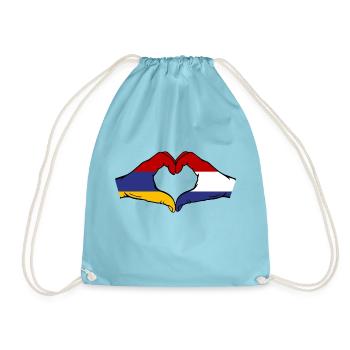 Armenia Holland Flag Hands Heart Shape - Drawstring Bag - aqua - Front