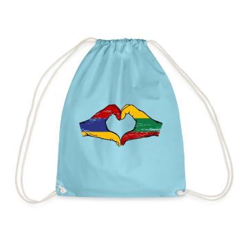 Armenien Litauen Flagge Hände Herzform used - Turnbeutel - Aqua - Vorne